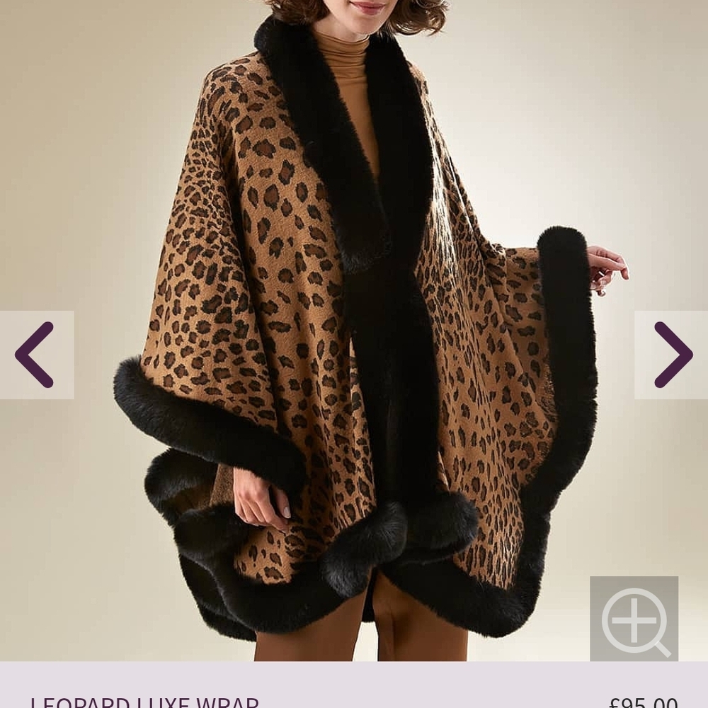 NWOT. Leopard Print Luxe Wrap with Black Trim